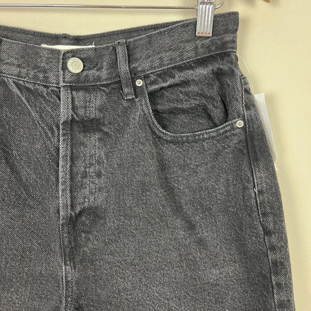 NEW PacSun Dad Jean Shorts Womens 28 Black High Rise Cut Off‎ Button Fly Denim